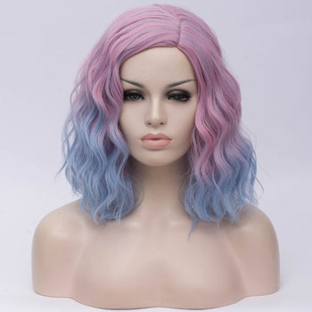 Natural fade purple short wavy wig by Smart Wigs Melbourne VIC